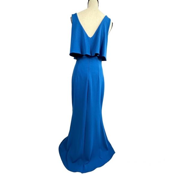 Badgley Mischka Fallon Maxi Gown Crepe Cobalt Blue - Picture 6 of 13
